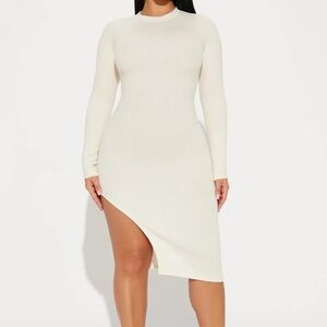 Elegant Cream Long Sleeve Dress